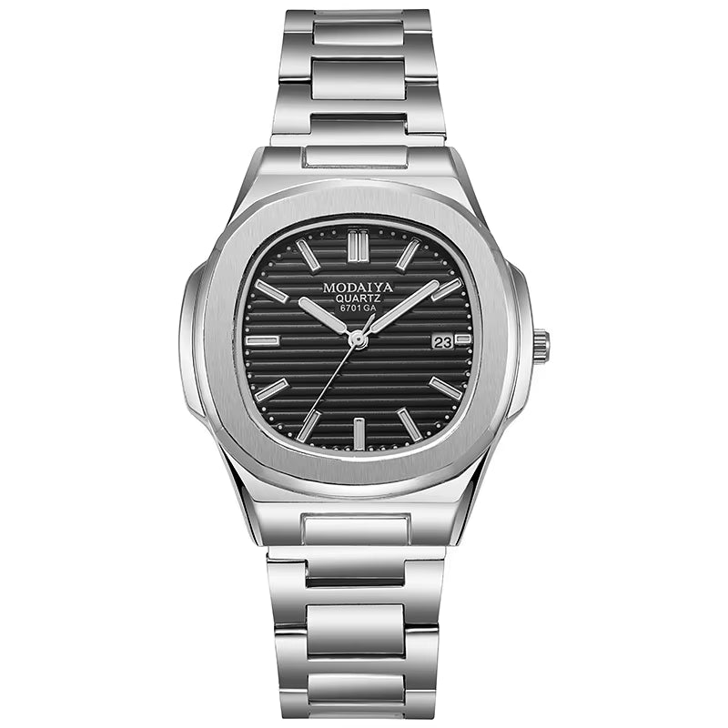 Elevate Your Style with the 2024 Luxury Men's Quartz Wristwatch - Big Dial, Silver Stainless Steel, and Classic Design
